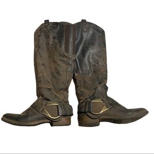 Factory Distressed Beautiful  Buckle Detailed Boots Size 6.5